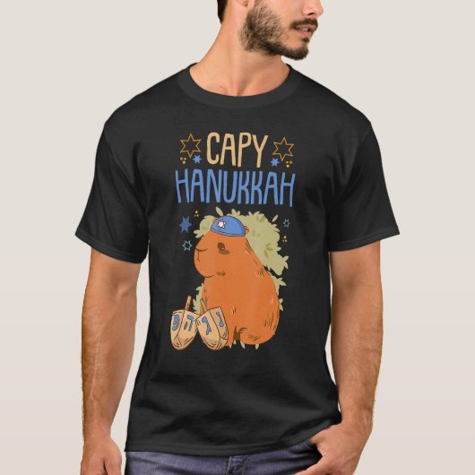 Happy Hanukkah 2022 Dreidel Menorah Capybara Capy T-shirt (Voorkant)