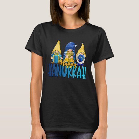 Happy Hanukkah 2022 Gnome Menorah Dreidel Ugly Chr T-shirt (Voorkant)