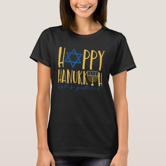 Happy Hanukkah 2022 Let's Get Lit Jewish Menorah C T-shirt (Voorkant)