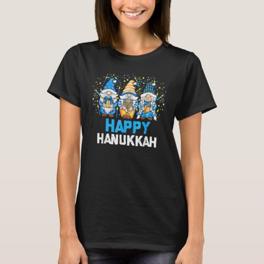 Happy Hanukkah 2022 Three Gnome Menorah Dreidel Co T-shirt (Voorkant)