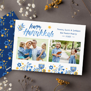 Happy Hanukkah 2 Foto Joods Festive Feestdagenkaart