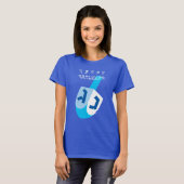 Happy Hanukkah 2 met blauwe Dreidel T-shirt (Voorkant volledig)