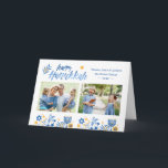 Happy Hanukkah 2 Photo Feestdagen Kaart<br><div class="desc">Send your Wishes with this Photo Holiday Card that feature a Watercolor Happy Hanukkah Script and Jewish Holiday Symbols to highlight your greeting message.</div>