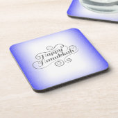 Happy Hanukkah 2-tone blauw witte achtergrond Bier Onderzetter (Linkerzijde)