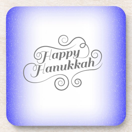 Happy Hanukkah 2-tone blauw witte achtergrond Bier Onderzetter (Voorkant)