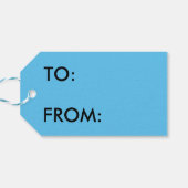 Happy Hanukkah 2-tone blauw witte achtergrond Cadeaulabel (Achterkant Horizontaal)