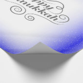 Happy Hanukkah 2-tone blauw witte achtergrond Cadeaupapier (Hoek)