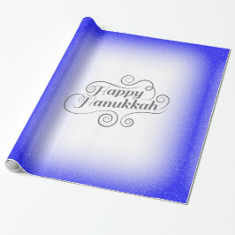 Happy Hanukkah 2-tone blauw witte achtergrond Cadeaupapier