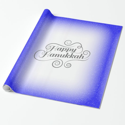 Happy Hanukkah 2-tone blauw witte achtergrond Cadeaupapier (Uitgerold)
