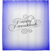 Happy Hanukkah 2-tone blauw witte achtergrond Douchegordijn (Voorkant)