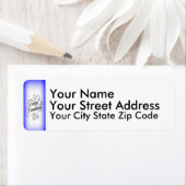 Happy Hanukkah 2-tone blauw witte achtergrond Etiket (Insitu)