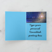 Happy Hanukkah 2-tone blauw witte achtergrond Feestdagen Kaart (Binnen)