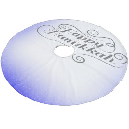Happy Hanukkah 2-tone blauw witte achtergrond Fleece Kerstboom Rok
