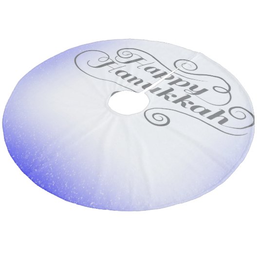 Happy Hanukkah 2-tone blauw witte achtergrond Fleece Kerstboom Rok (Gekanteld)