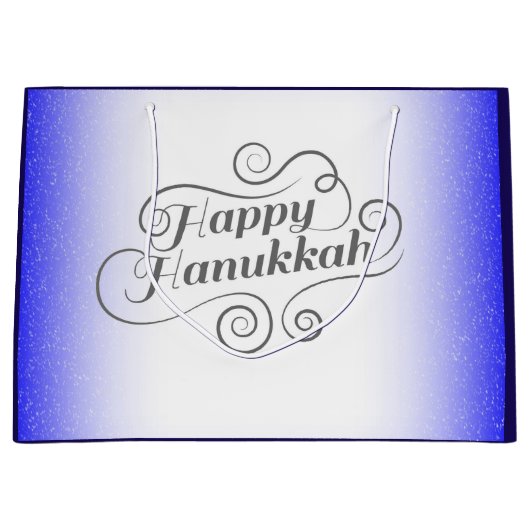 Happy Hanukkah 2-tone blauw witte achtergrond Groot Cadeauzakje (Voorkant)