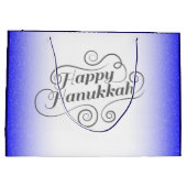 Happy Hanukkah 2-tone blauw witte achtergrond Groot Cadeauzakje (Achterkant)