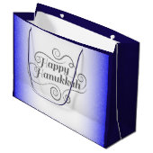 Happy Hanukkah 2-tone blauw witte achtergrond Groot Cadeauzakje (Voorkant Gekanteld)