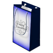 Happy Hanukkah 2-tone blauw witte achtergrond Klein Cadeauzakje (Achterkant Gekanteld)