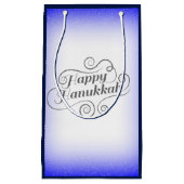 Happy Hanukkah 2-tone blauw witte achtergrond Klein Cadeauzakje (Voorkant)