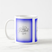 Happy Hanukkah 2-tone blauw witte achtergrond Koffiemok (Links)