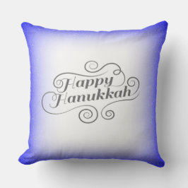 Happy Hanukkah 2-tone blauw witte achtergrond Kussen
