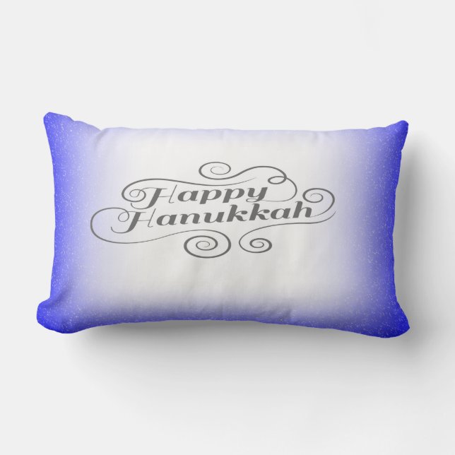 Happy Hanukkah 2-tone blauw witte achtergrond Kussen (Voorkant)