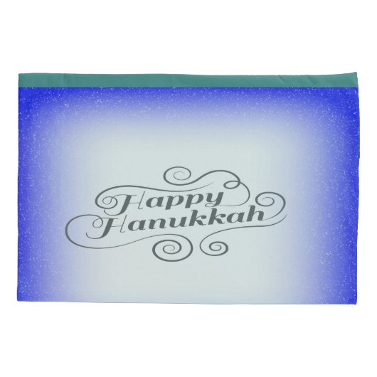 Happy Hanukkah 2-tone blauw witte achtergrond Kussensloop (Achterkant-Links)
