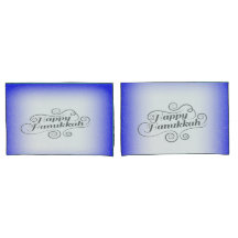 Happy Hanukkah 2-tone blauw witte achtergrond