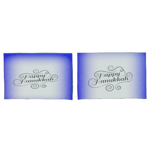 Happy Hanukkah 2-tone blauw witte achtergrond Kussensloop (Voorkant-Set)