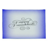 Happy Hanukkah 2-tone blauw witte achtergrond Kussensloop (Achterkant-Rechts)