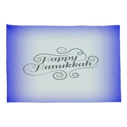 Happy Hanukkah 2-tone blauw witte achtergrond Kussensloop (Achterkant-Rechts)