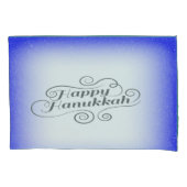 Happy Hanukkah 2-tone blauw witte achtergrond Kussensloop (Voorkant-Links)