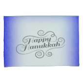 Happy Hanukkah 2-tone blauw witte achtergrond Kussensloop (Voorkant-Rechts)