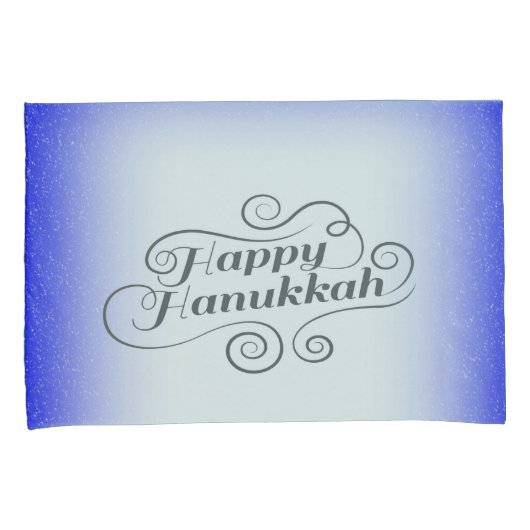 Happy Hanukkah 2-tone blauw witte achtergrond Kussensloop (Voorkant-Rechts)