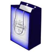 Happy Hanukkah 2-tone blauw witte achtergrond Medium Cadeauzakje (Achterkant Gekanteld)