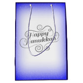 Happy Hanukkah 2-tone blauw witte achtergrond Medium Cadeauzakje (Voorkant)