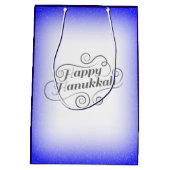 Happy Hanukkah 2-tone blauw witte achtergrond Medium Cadeauzakje (Achterkant)
