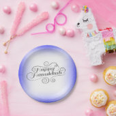 Happy Hanukkah 2-tone blauw witte achtergrond Papieren Bordje (Feest)