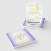 Happy Hanukkah 2-tone blauw witte achtergrond Stenen Onderzetter (Zijkant)