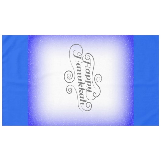 Happy Hanukkah 2-tone blauw witte achtergrond Tafelkleed (Voorkant (Horizontaal))