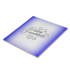 Happy Hanukkah 2-tone blauw witte achtergrond Tegeltje