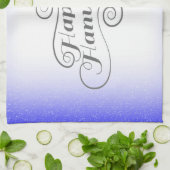 Happy Hanukkah 2-tone blauw witte achtergrond Theedoek (Gevouwen)