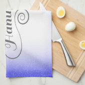 Happy Hanukkah 2-tone blauw witte achtergrond Theedoek (Quarter Fold)