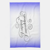 Happy Hanukkah 2-tone blauw witte achtergrond Theedoek (Verticaal)