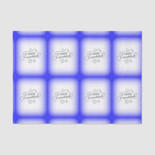 Happy Hanukkah 2-tone blauw witte achtergrond Tissuepapier (Voorkant)