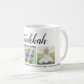 Happy Hanukkah 3-foto's en aangepaste tekst Koffiemok (Voorkant rechts)