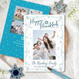 Happy Hanukkah 5 Photo Hand Drawn Doodle Whimsical Feestdagenkaart