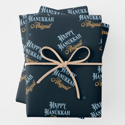 Happy Hanukkah Abigail Wrapping Paper voor Abigail (In situ)