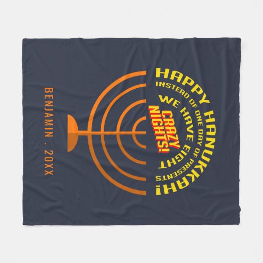 Happy Hanukkah Acht nacht Celebration Fleece Deken (Voorkant (Horizontaal))