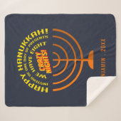 Happy Hanukkah Acht nacht Celebration Sherpa Deken (Voorkant (horizontaal))